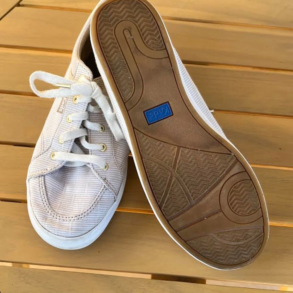 Keds Women's beige/tan and white Center Ticking Stripe Size 6.5 - Picture 3 of 6